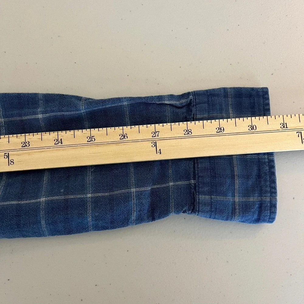 Levis Mens Blue Windowpane Plaid Button Down Shirt Standard Fit XL